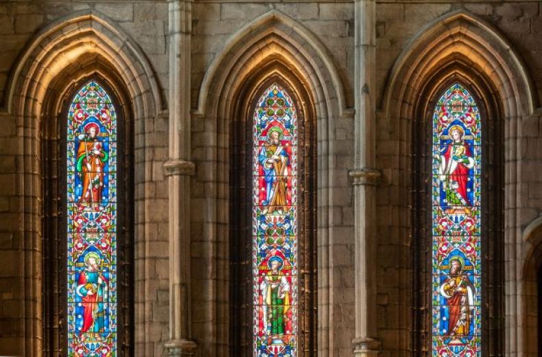 Stained glass windows at Hexham Abbey